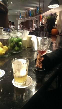 Accidentally half-drunk Chamomile Bourbon Sour and York Club